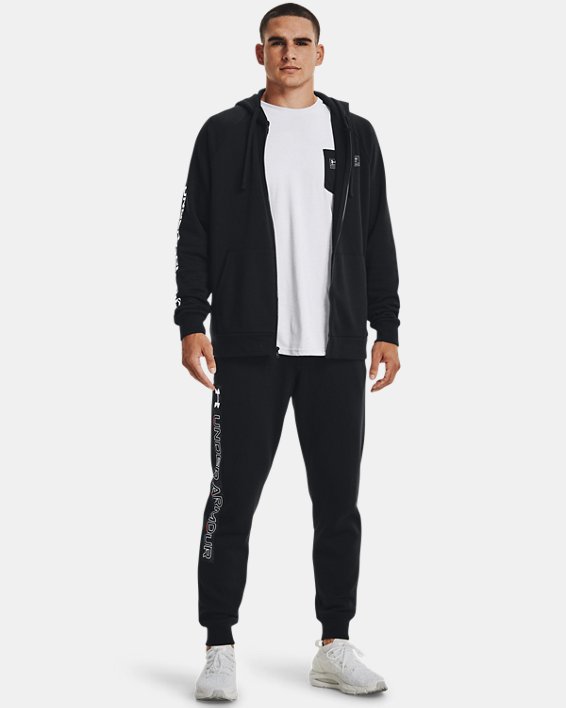 Men's UA Rival Fleece Graphic Joggers in Black image number 2